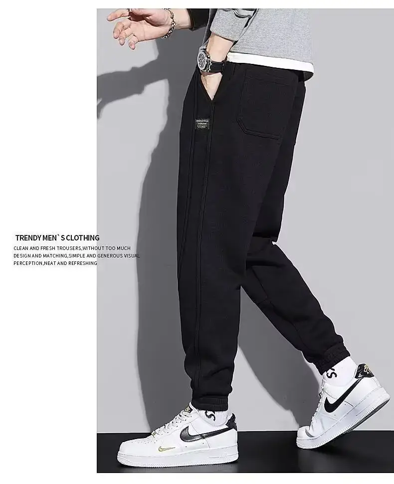 Men Grey Fleece Lined Ankle Tied Harem Pants — feature 10
