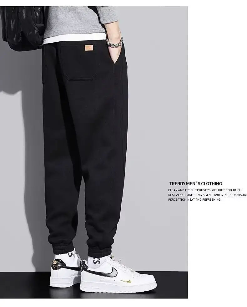 Men Grey Fleece Lined Ankle Tied Harem Pants — feature 11