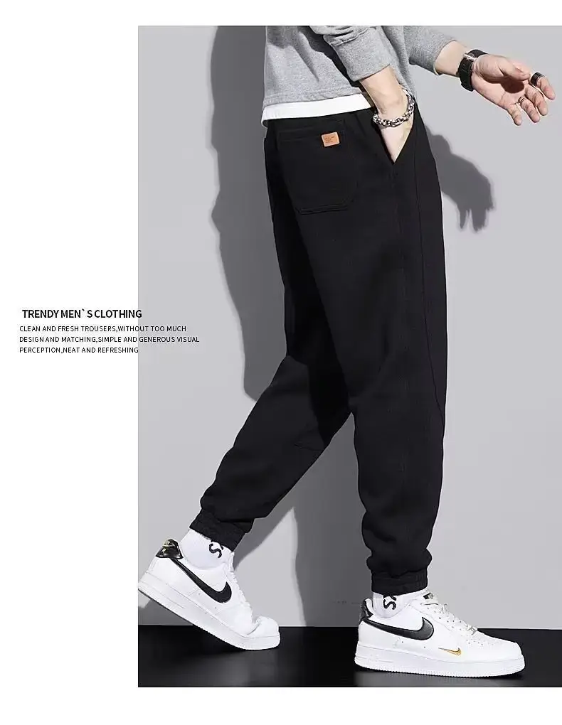 Men Grey Fleece Lined Ankle Tied Harem Pants — feature 12