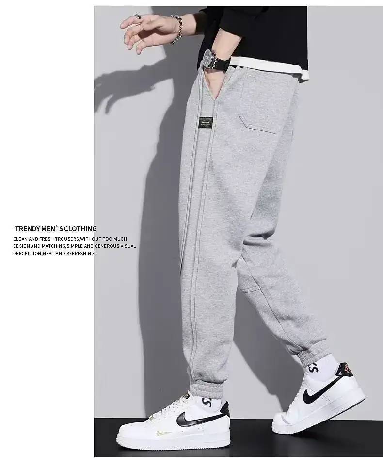 Men Grey Fleece Lined Ankle Tied Harem Pants — feature 14