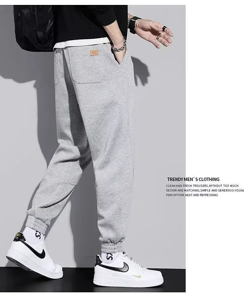 Men Grey Fleece Lined Ankle Tied Harem Pants — feature 15