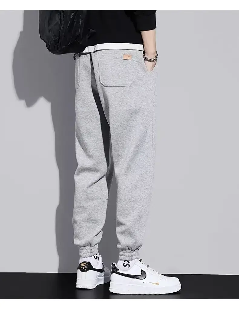 Men Grey Fleece Lined Ankle Tied Harem Pants — feature 16