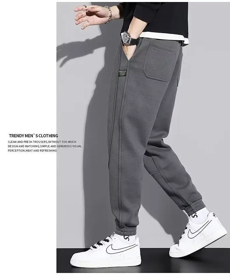 Men Grey Fleece Lined Ankle Tied Harem Pants — feature 18