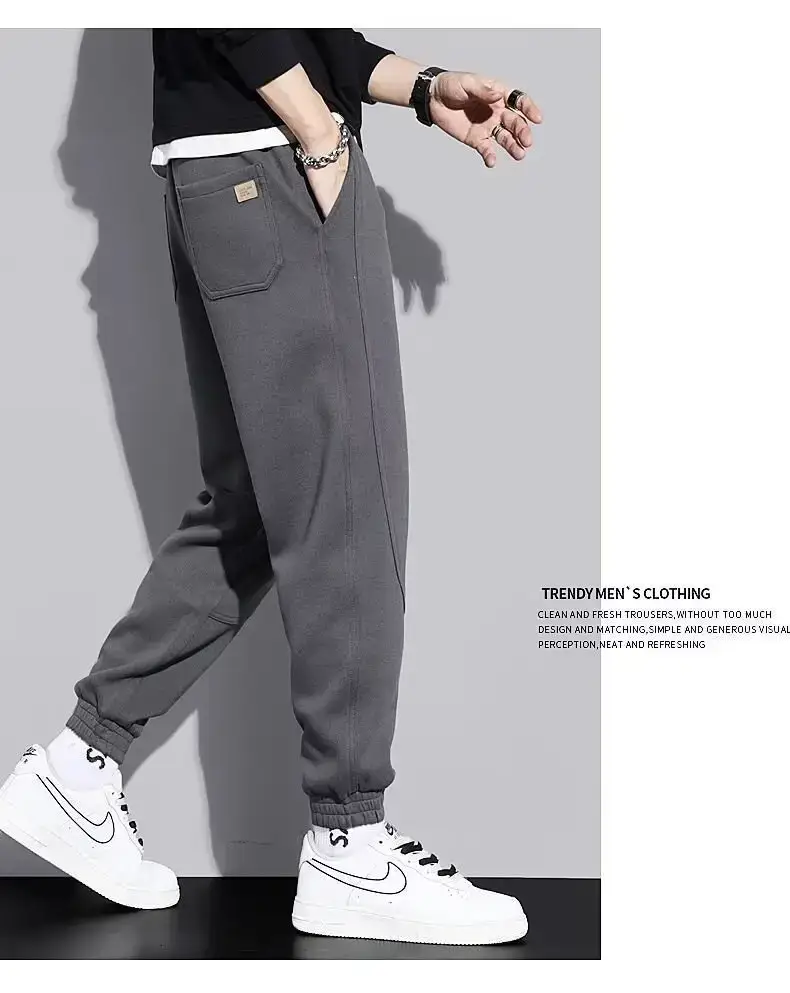 Men Grey Fleece Lined Ankle Tied Harem Pants — feature 19
