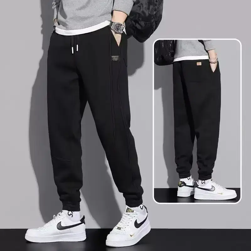 Men Grey Fleece Lined Ankle Tied Harem Pants — feature 2