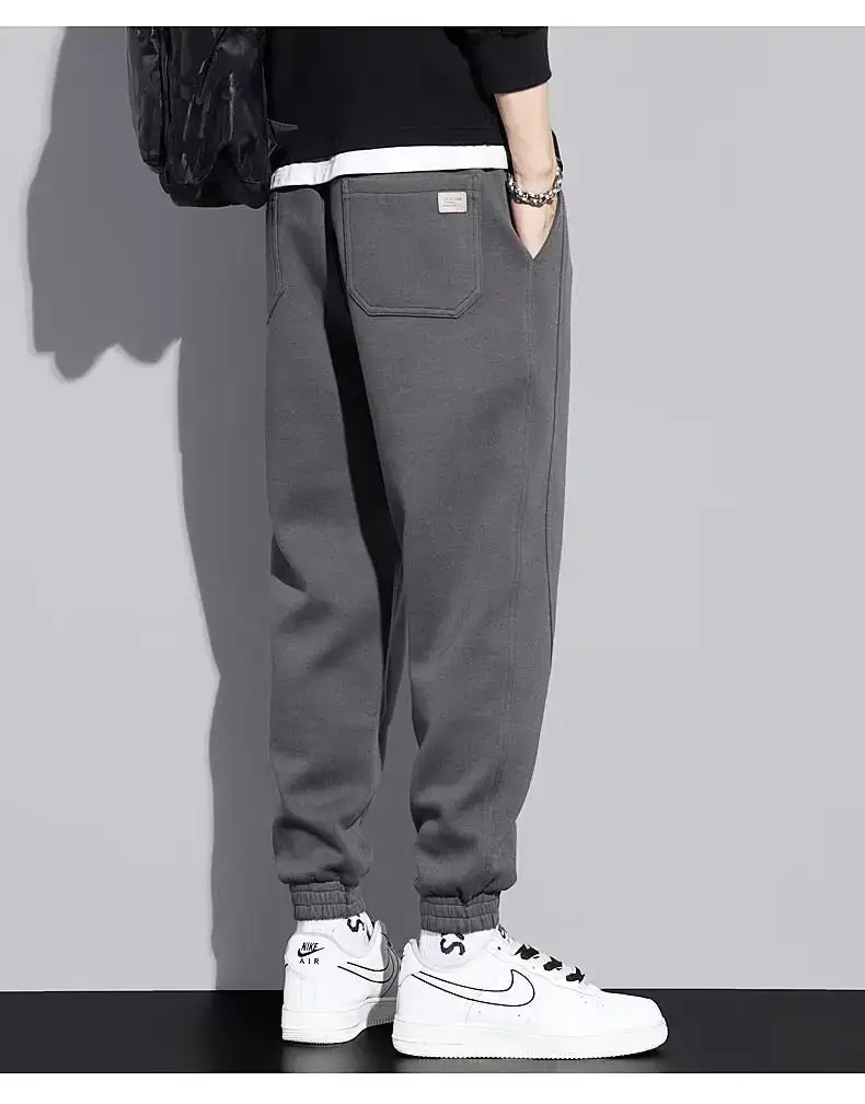 Men Grey Fleece Lined Ankle Tied Harem Pants — feature 20