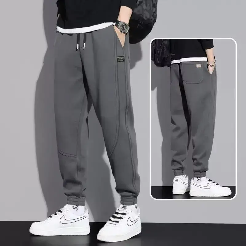 Men Grey Fleece Lined Ankle Tied Harem Pants — feature 3