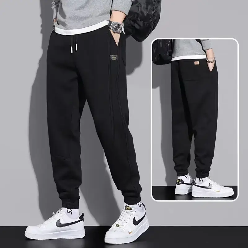Men Grey Fleece Lined Ankle Tied Harem Pants - Image 4