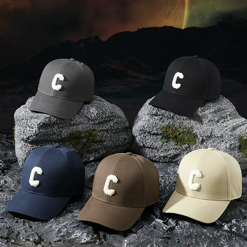 Women's Black Letter Cap with White Embroidery