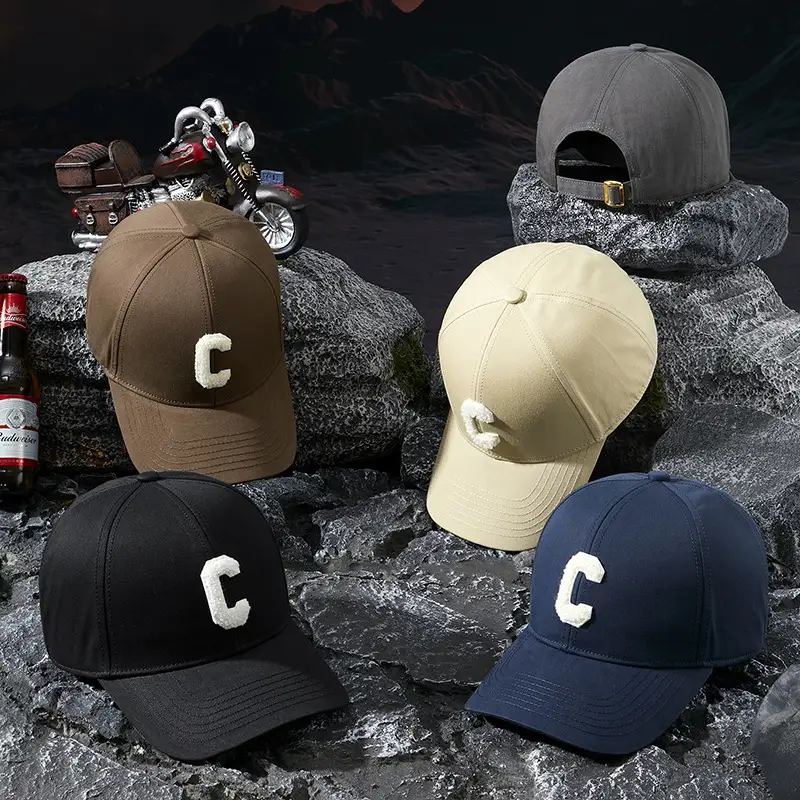 Women's Black Letter Cap with White Embroidery