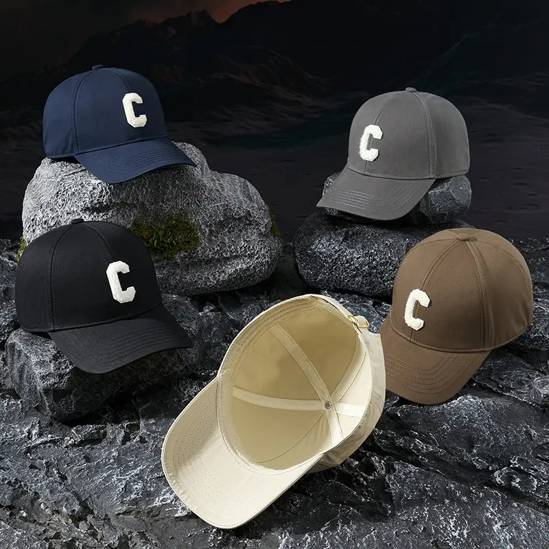 Women's Black Letter Cap with White Embroidery