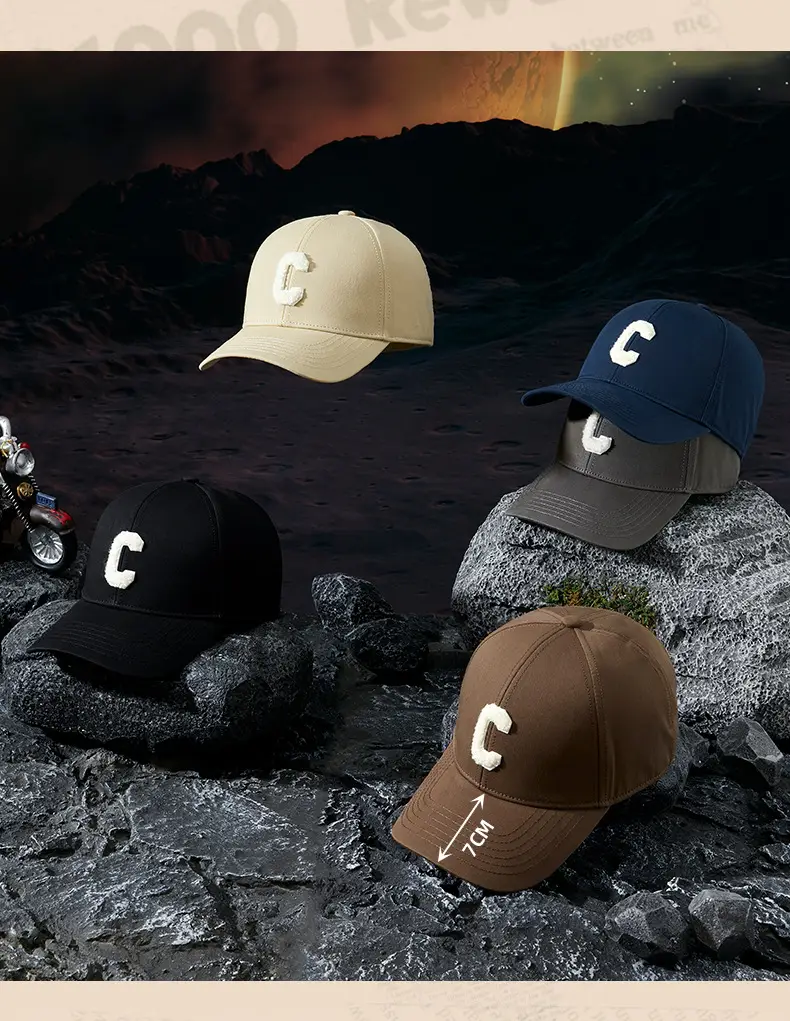 Women's Black Letter Cap with White Embroidery — feature 10