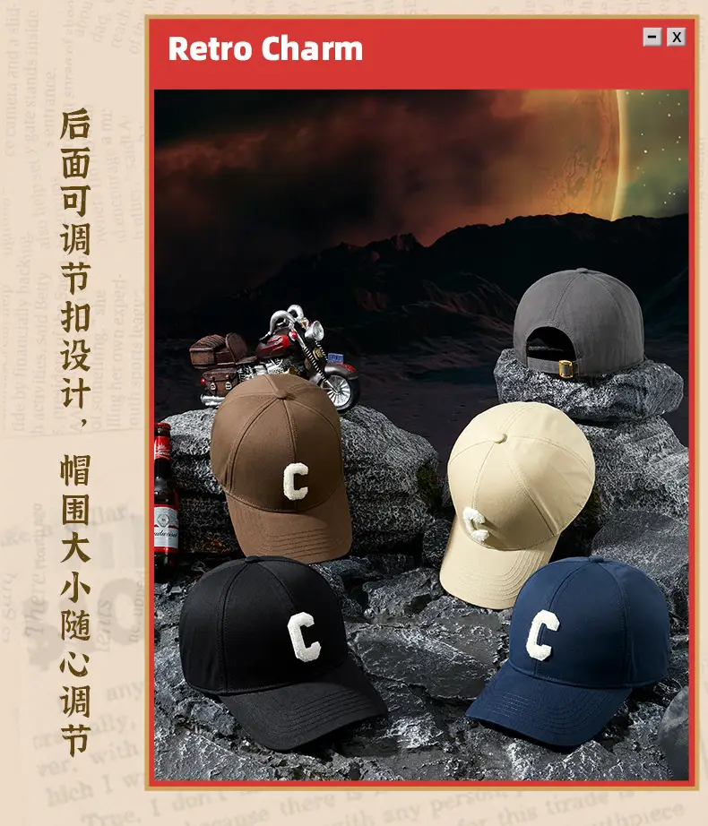 Women's Black Letter Cap with White Embroidery — feature 14
