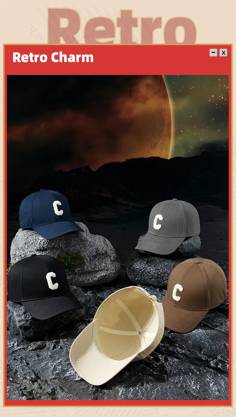 Women's Black Letter Cap with White Embroidery — feature 8