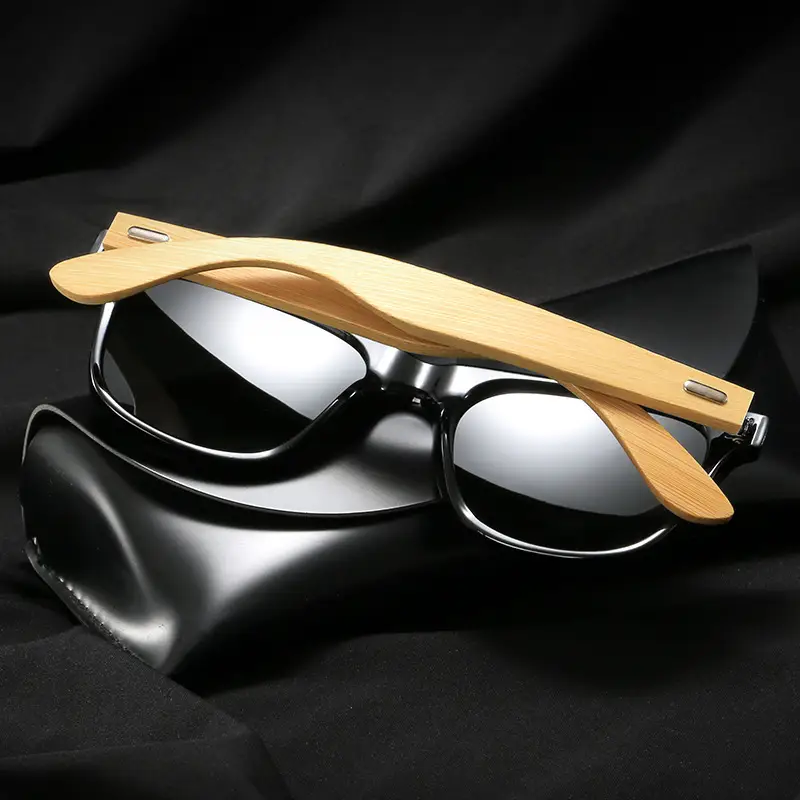 Bamboo Leg Sunglasses Blue Laser Black Frame - Image 15