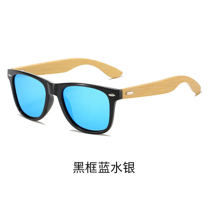 Bamboo Leg Sunglasses Blue Laser Black Frame - Image 16
