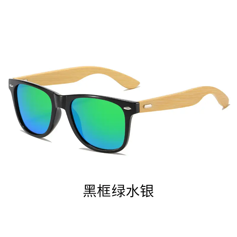 Bamboo Leg Sunglasses Blue Laser Black Frame - Image 6