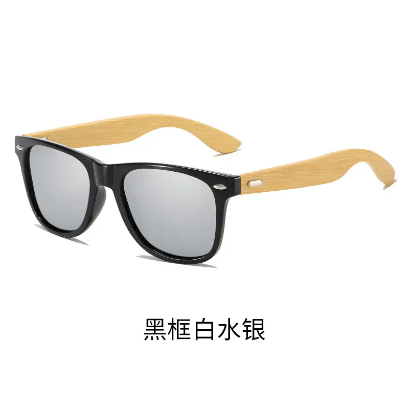 Bamboo Leg Sunglasses Blue Laser Black Frame - Image 8