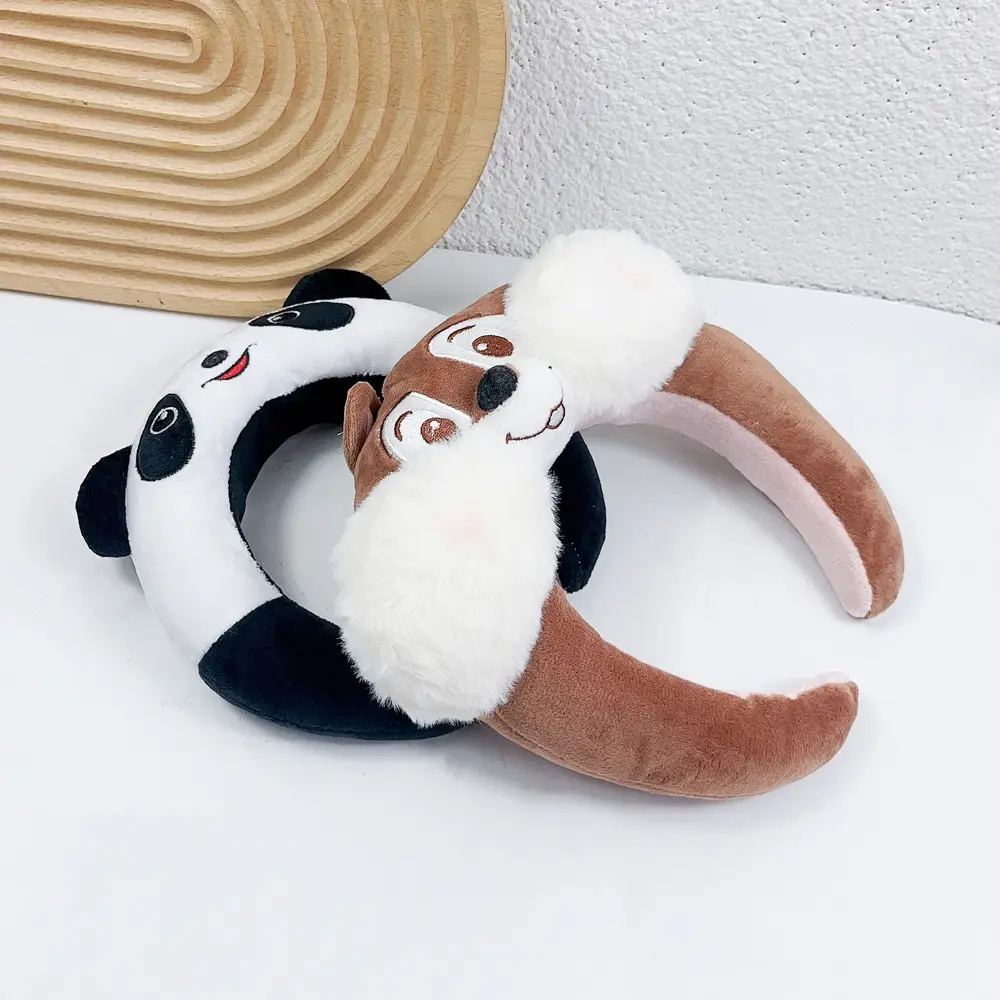 Red Plush Cartoon Headband for Girls Women Winter Use
