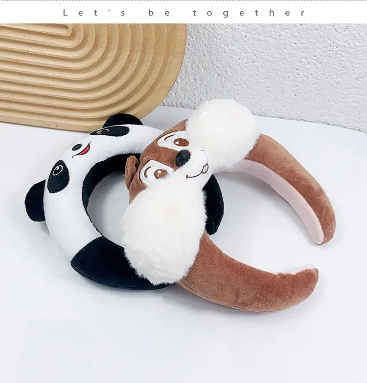 Red Plush Cartoon Headband for Girls Women Winter Use — feature 11