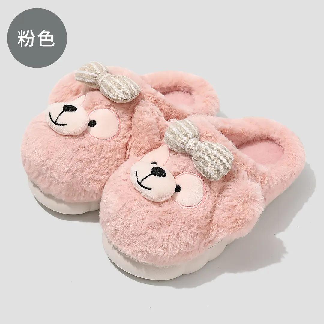 Women's Winter Home Cotton Slippers with Cute Bow, Plush and Warm, Cute Furry Slippers for Winter, Wholesale - Image 7