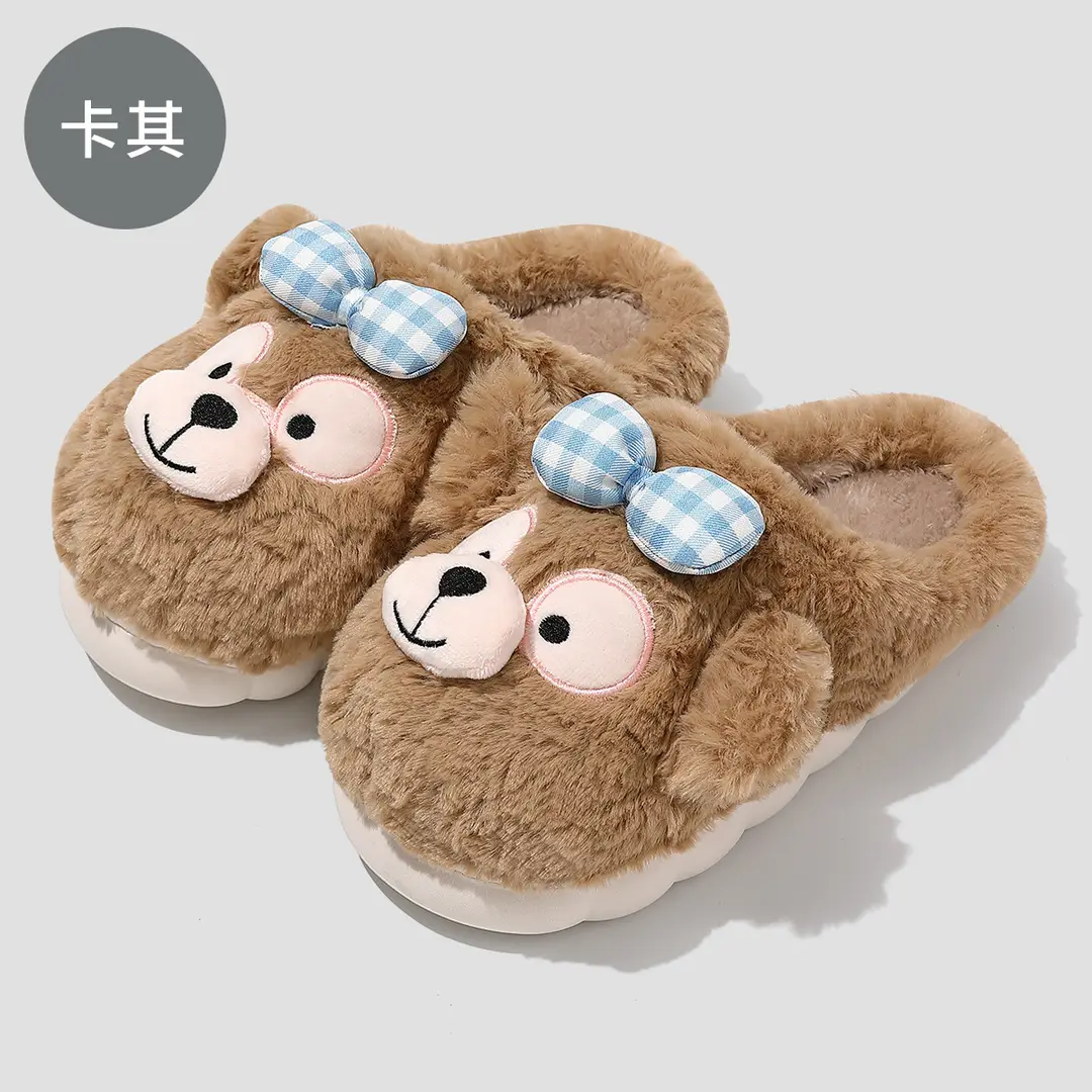 Women's Winter Home Cotton Slippers with Cute Bow, Plush and Warm, Cute Furry Slippers for Winter, Wholesale - Image 8