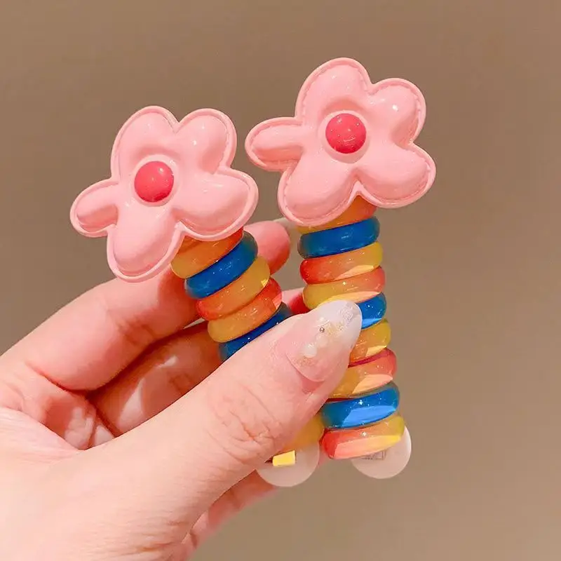 Children's Rainbow Hair Band with Pink Bow High Ponytail — feature 5