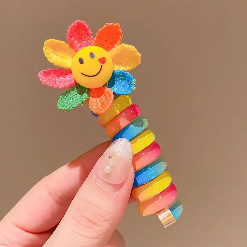 Children's Rainbow Hair Band with Pink Bow High Ponytail — feature 6