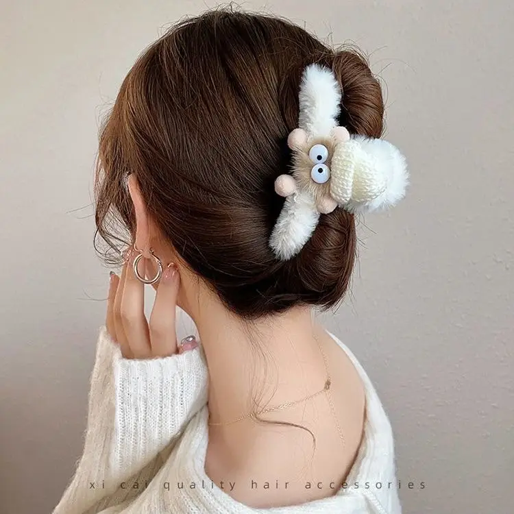 Cute Plush Fur Clip Hair Ball for Women - Image 3