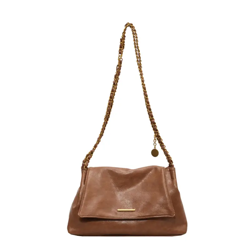 Black Leather Chain Shoulder Bag for Women - Image 9