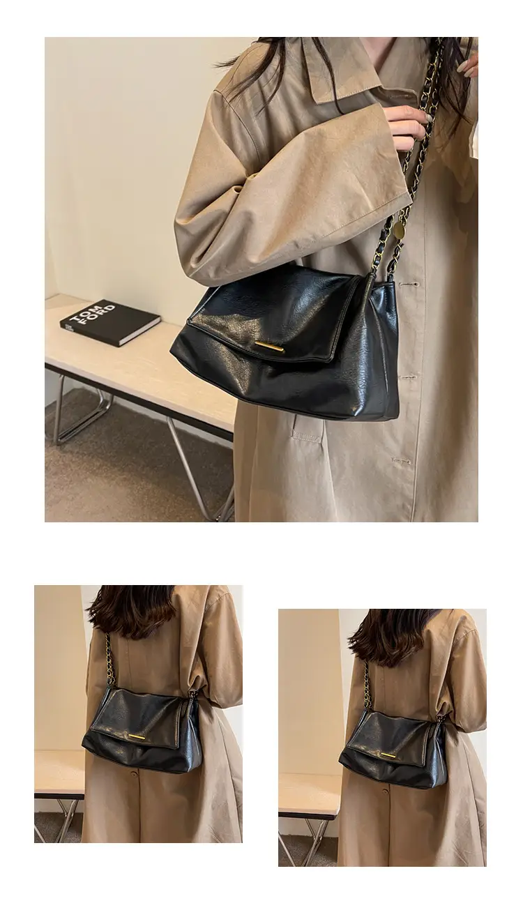 Black Leather Chain Shoulder Bag for Women — feature 10