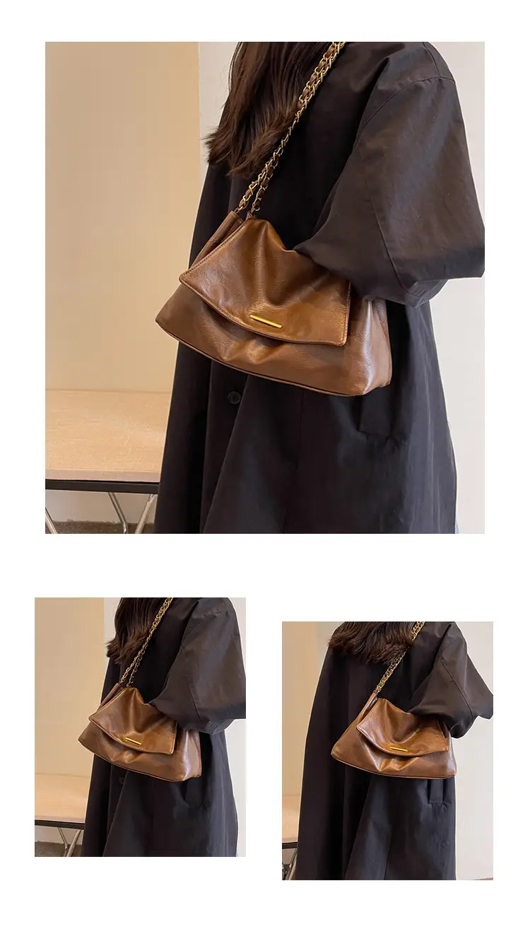 Black Leather Chain Shoulder Bag for Women — feature 11