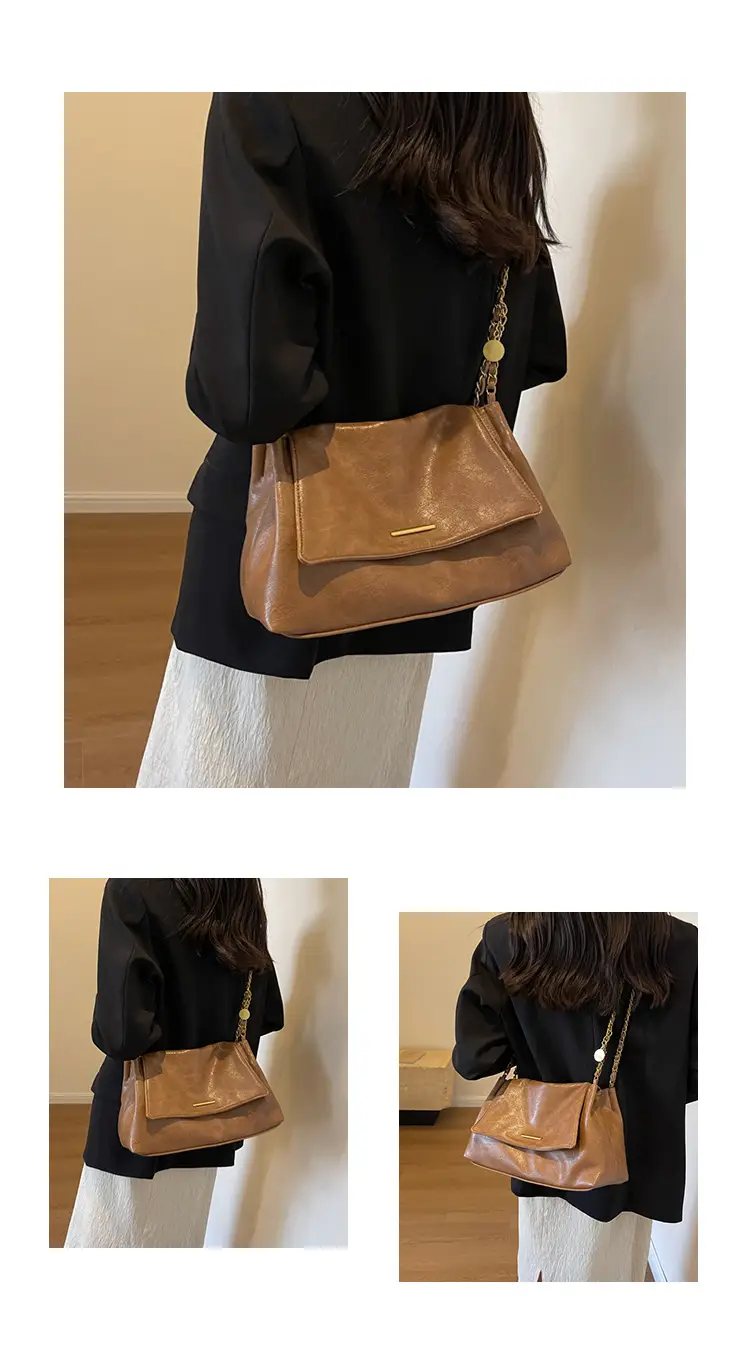 Black Leather Chain Shoulder Bag for Women — feature 9