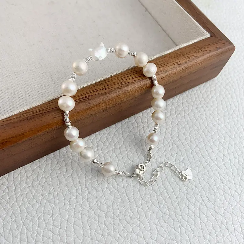 Elegant Natural Pearl Bracelet for Women Sterling Silver S925 - Image 2