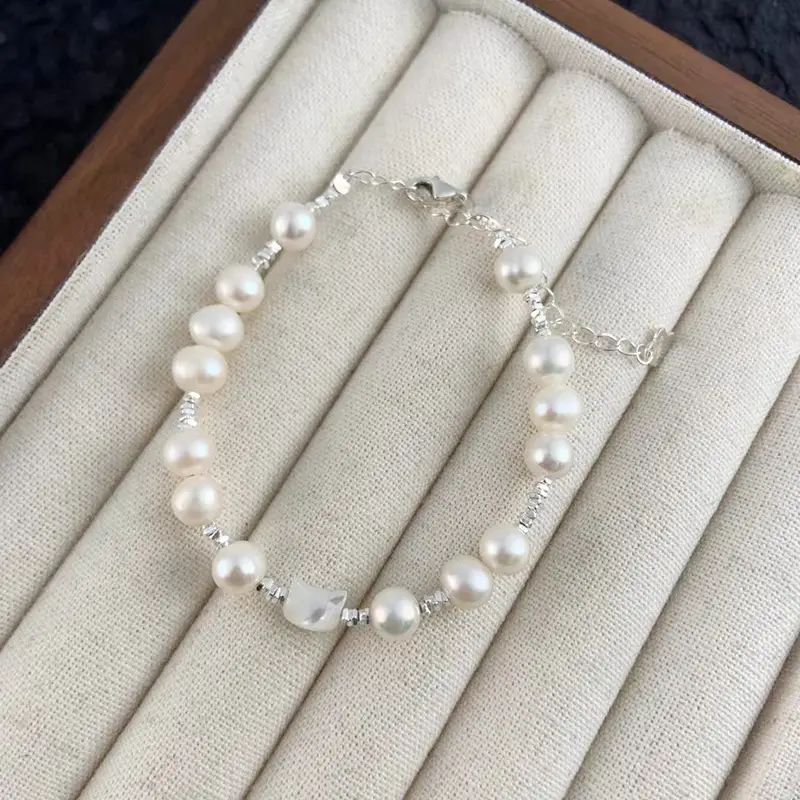 Elegant Natural Pearl Bracelet for Women Sterling Silver S925 - Image 3