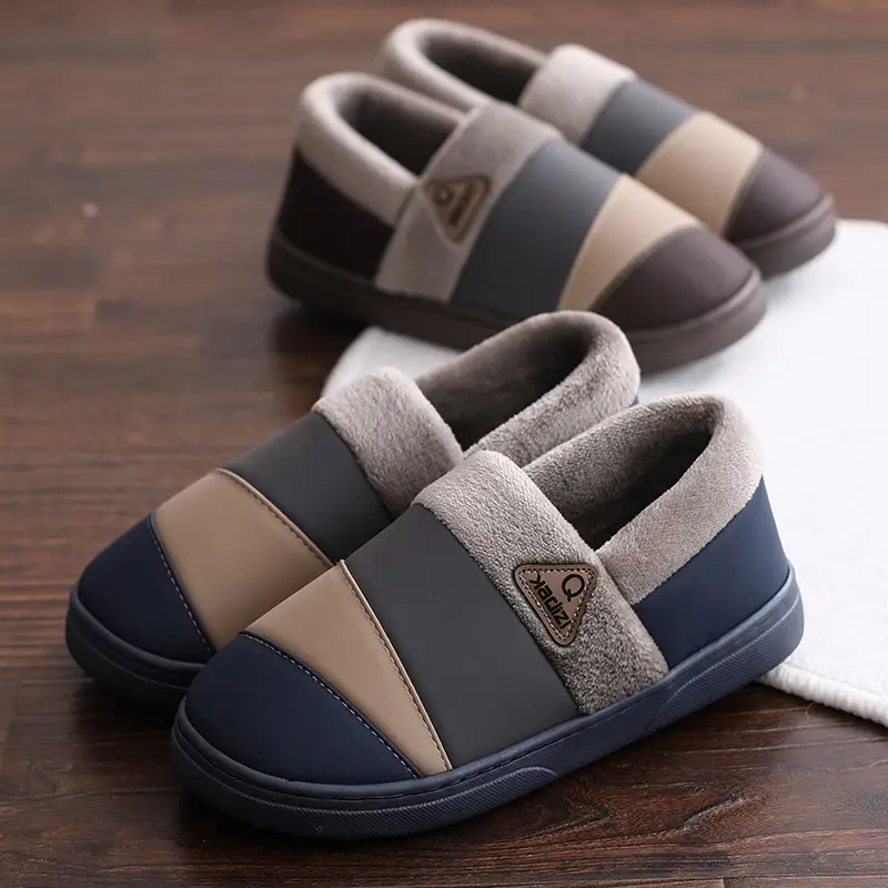 Waterproof cotton slippers men's winter non-slip indoor home warm thick bottom bag heel winter plus size cotton shoes men's - Image 6