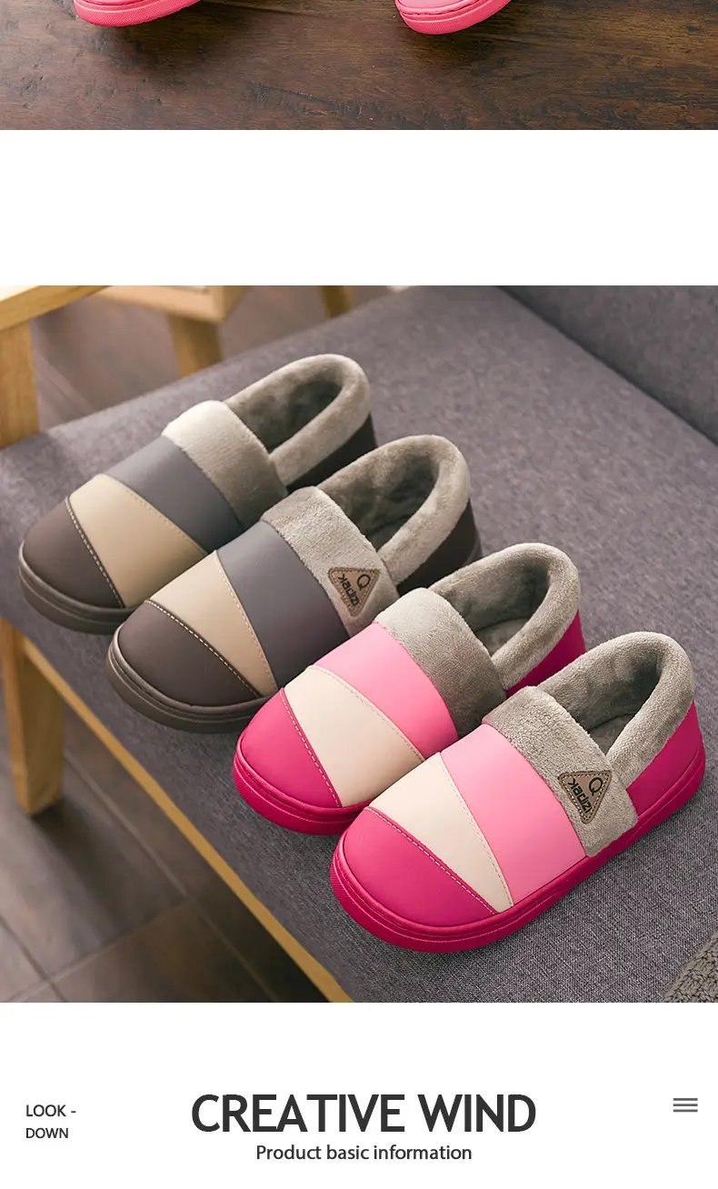Waterproof cotton slippers men's winter non-slip indoor home warm thick bottom bag heel winter plus size cotton shoes men's — feature 17