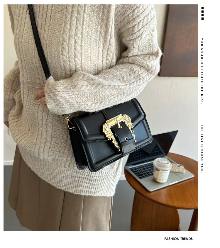 White Fashion Lock Square Shoulder Bag Women 2023 — feature 1