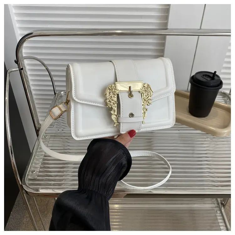 White Fashion Lock Square Shoulder Bag Women 2023 — feature 10