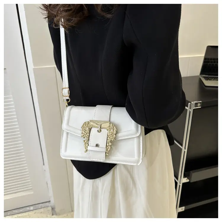 White Fashion Lock Square Shoulder Bag Women 2023 — feature 27