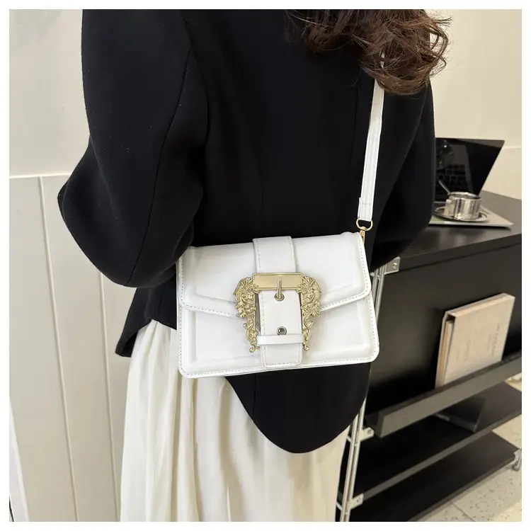 White Fashion Lock Square Shoulder Bag Women 2023 — feature 28