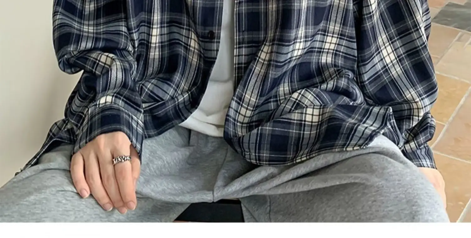 Japanese Plaid Long Sleeve Shirt for Men Spring Autumn — feature 13
