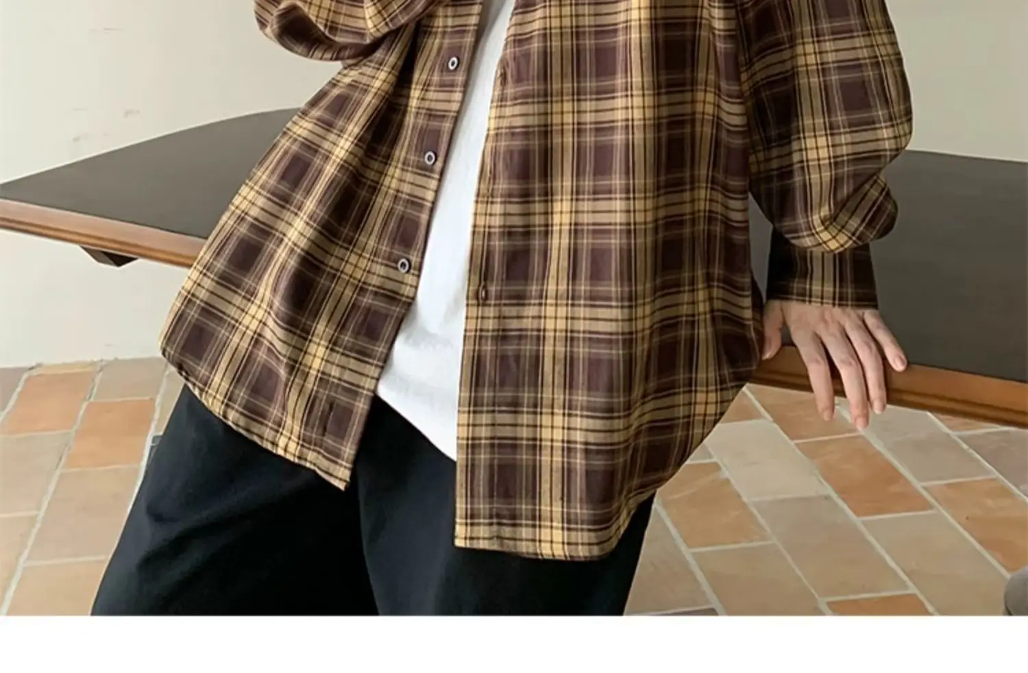 Japanese Plaid Long Sleeve Shirt for Men Spring Autumn — feature 19