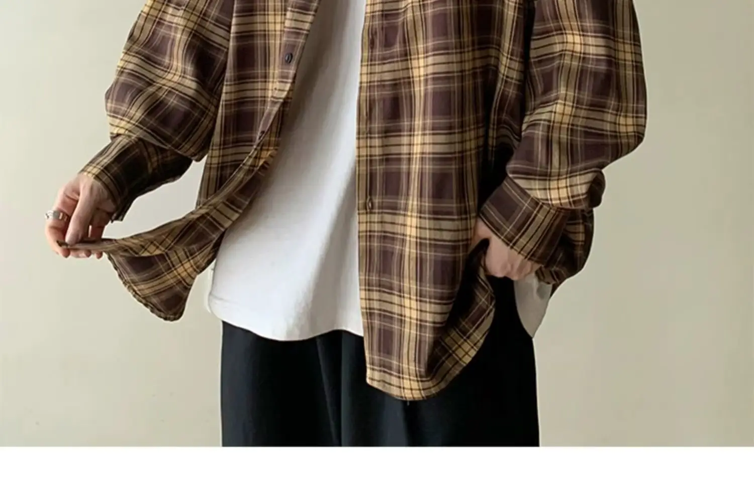 Japanese Plaid Long Sleeve Shirt for Men Spring Autumn — feature 21
