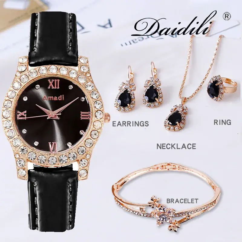 Women's Green Diamond Watch & Jewelry Set - Image 10