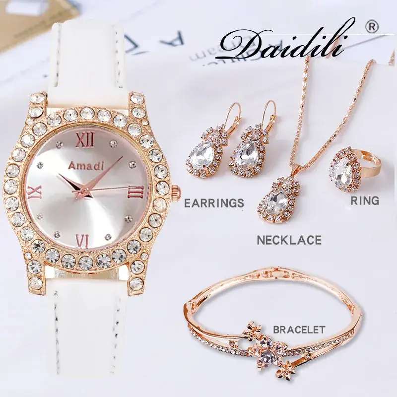 Women's Green Diamond Watch & Jewelry Set - Image 12