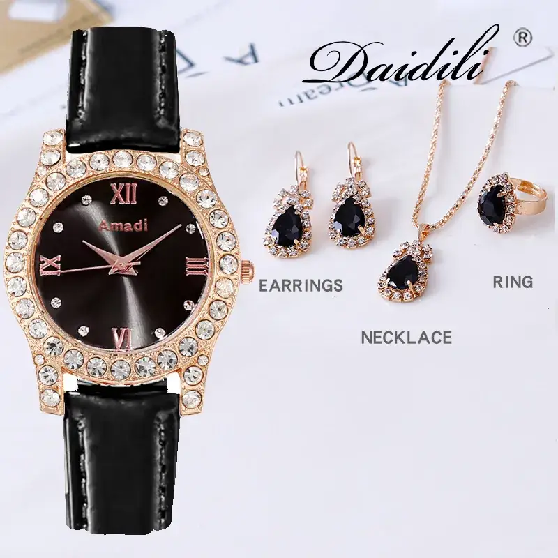 Women's Green Diamond Watch & Jewelry Set - Image 6