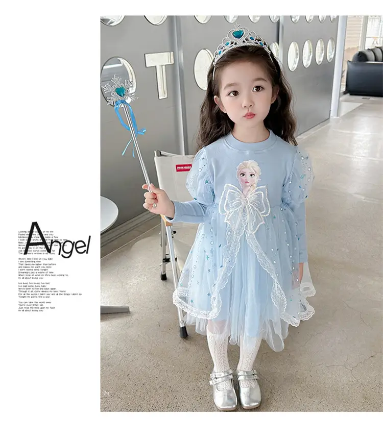 Girls' Korean-Style Long-Sleeve Elsa Princess Dress, Children's 2026 New Autumn Elsa Dress, Cotton Mesh Skirt, Trendy — feature 10