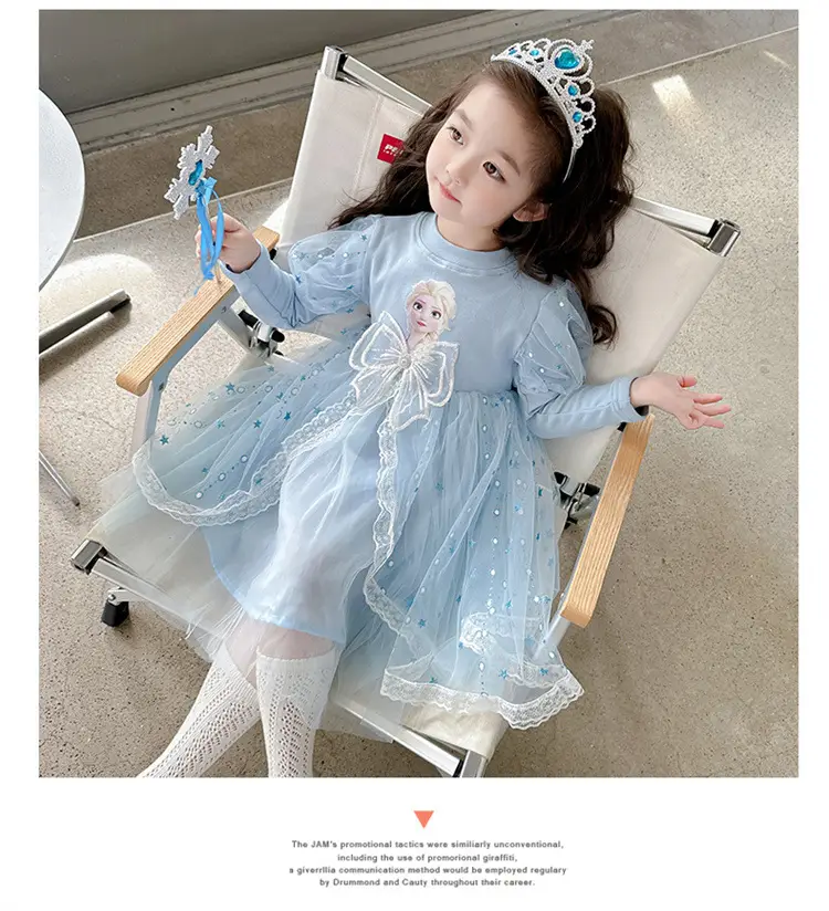 Girls' Korean-Style Long-Sleeve Elsa Princess Dress, Children's 2026 New Autumn Elsa Dress, Cotton Mesh Skirt, Trendy — feature 14