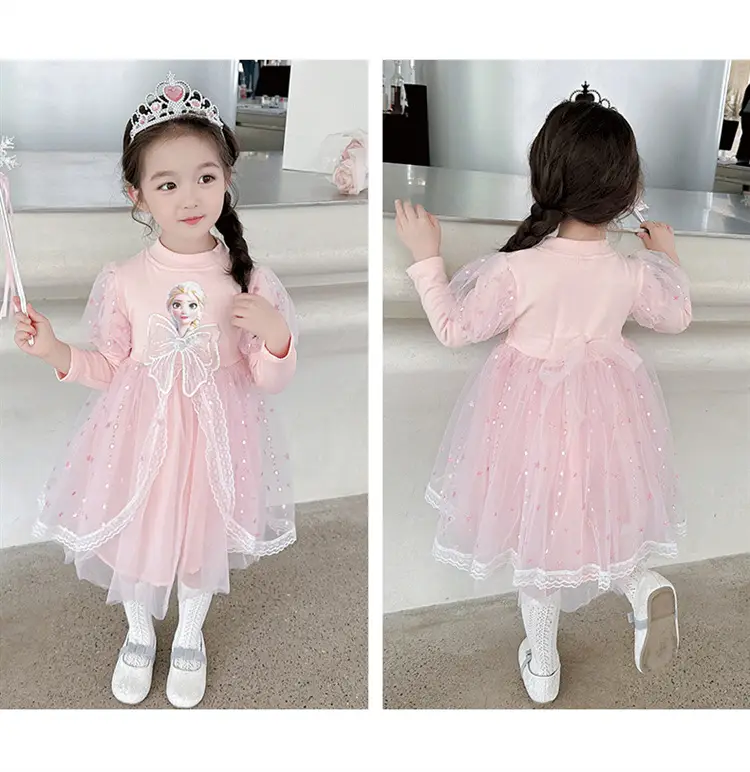 Girls' Korean-Style Long-Sleeve Elsa Princess Dress, Children's 2026 New Autumn Elsa Dress, Cotton Mesh Skirt, Trendy — feature 19